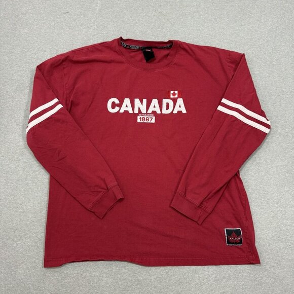 Kalson Canada Long Sleeve T-Shirt 1867 Mens Size XL Red & White Striped - Picture 1 of 6